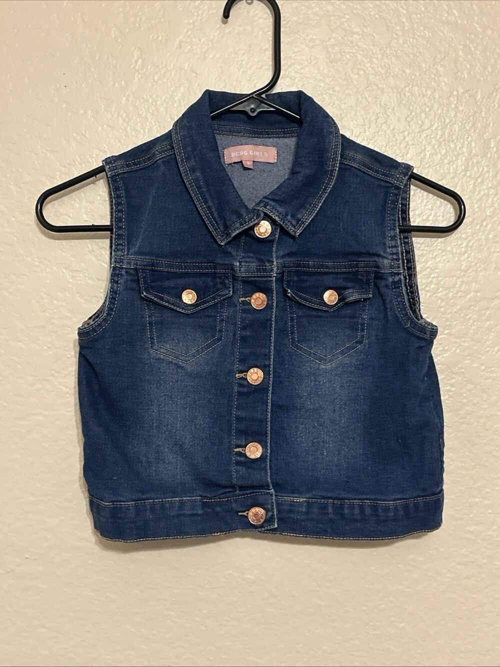 BCBG Girls Jean Vest Size 8 Blue Denim